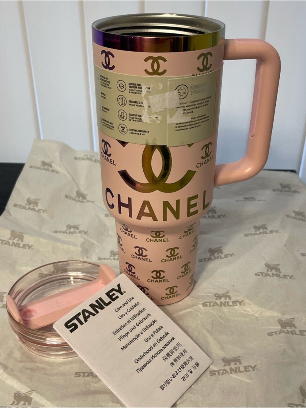 Custom Stanley 40oz. Pink Insulated Travel Tumbler with Handle - Picture 2 of 6